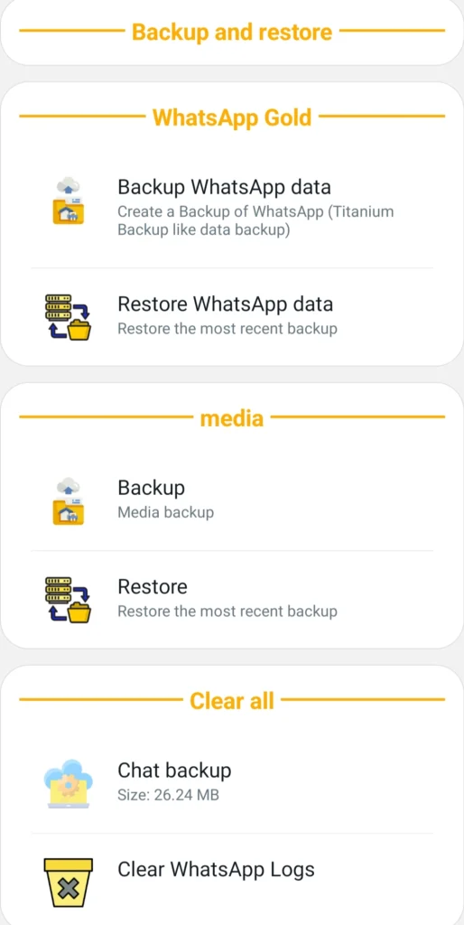 backup and restoration settings